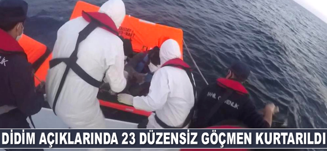 Didim açıklarında 23 düzensiz göçmen kurtarıldı