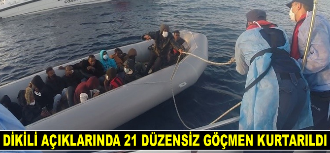 Dikili açıklarında 21 düzensiz göçmen kurtarıldı