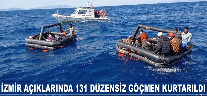 İzmir açıklarında 131 düzensiz göçmen kurtarıldı