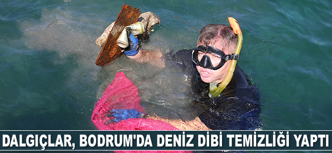 Dalgıçlar, Bodrum'da deniz dibi temizliği yaptı