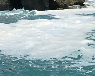İskenderun’da köpüren deniz suyu endişe yarattı