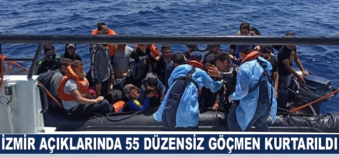 İzmir açıklarında 55 düzensiz göçmen kurtarıldı