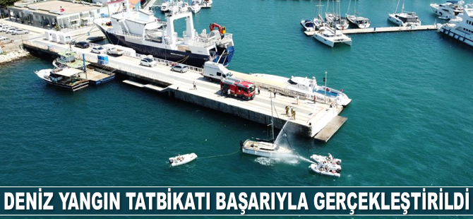 Çeşme Marina’daki deniz yangın tatbikatı başarıyla gerçekleştirildi