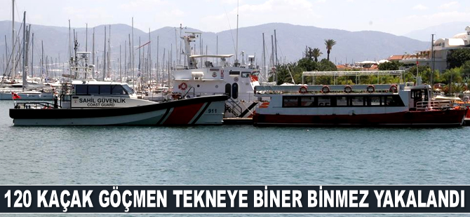 Fethiye’de 120 kaçak göçmen tekneye biner binmez yakalandı