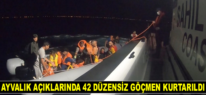 Ayvalık’ta 42 düzensiz göçmen kurtarıldı