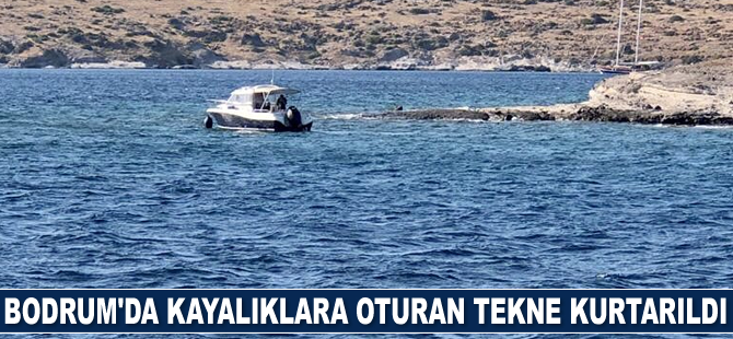 Bodrum’da kayalıklara oturan tekne kurtarıldı