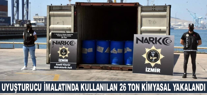Aliağa Limanı'nda uyuşturucu imalatında kullanılan 26 ton kimyasal ele geçirildi