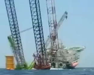 Çin'de deniz platformu yan yattı: 4 kişi kayıp