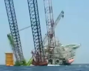 Çin'de deniz platformu yan yattı: 4 kişi kayıp