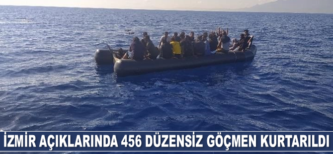 İzmir açıklarında 456 düzensiz göçmen kurtarıldı