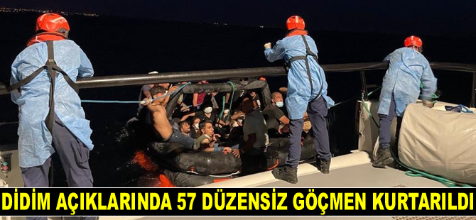 Didim açıklarında 57 düzensiz göçmen kurtarıldı