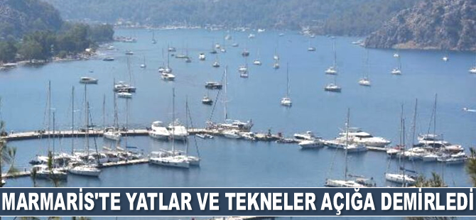 Marmaris'te yatlar ve tekneler açığa demirledi