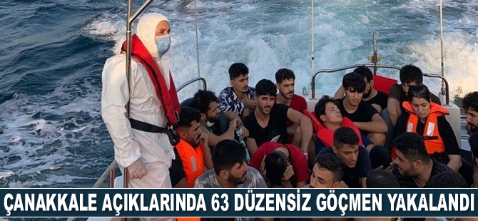 Çanakkale açıklarında 63 düzensiz göçmen yakalandı