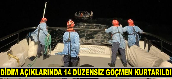 Didim açıklarında 14 düzensiz göçmen kurtarıldı
