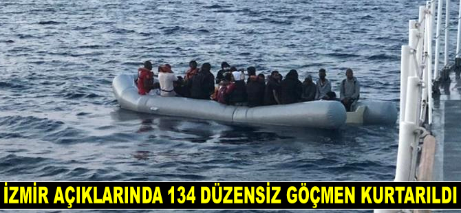 İzmir açıklarında 134 düzensiz göçmen kurtarıldı
