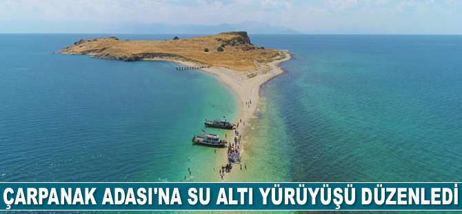 Çarpanak Adası’na su altı yürüyüşü düzenledi
