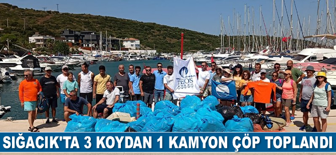 Sığacık’ta 3 koydan 1 kamyon çöp toplandı