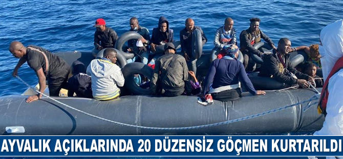 Ayvalık’ta 20 düzensiz göçmen kurtarıldı