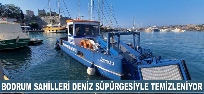 Bodrum sahilleri deniz süpürgesiyle temizleniyor
