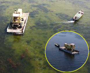 Biçerdöverler, dubalarla suda yüzdürülüp kıyıya taşındı