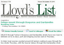 Lloyds List: Boğazlarda gecikme