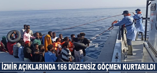 İzmir açıklarında 166 düzensiz göçmen kurtarıldı