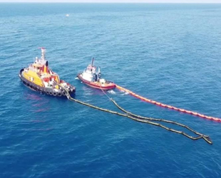 Samandağ'da denizde ve karada petrol temizliği sürüyor