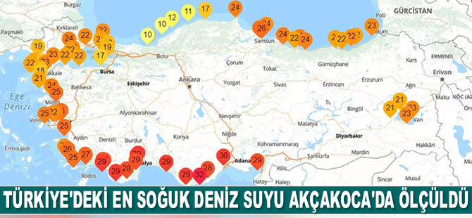 Türkiye'deki en soğuk deniz suyu Akçakoca'da Ölçüldü