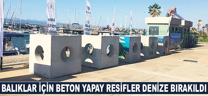 Balıklar için beton yapay resifler denize bırakıldı