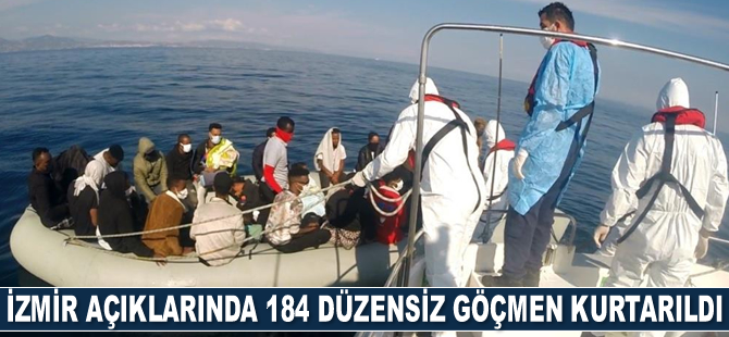 İzmir açıklarında 184 düzensiz göçmen kurtarıldı