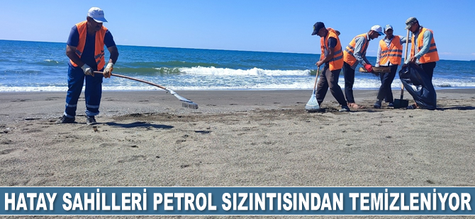 Hatay sahilleri petrol sızıntısından temizleniyor