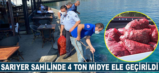 Sarıyer sahilinde 4 ton midye ele geçirildi