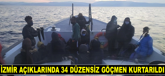 İzmir açıklarında 34 düzensiz göçmen kurtarıldı