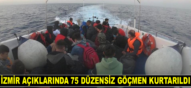 İzmir açıklarında 75 düzensiz göçmen kurtarıldı