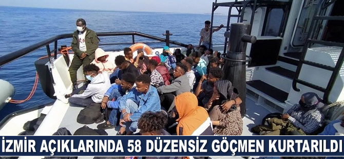 İzmir açıklarında 58 düzensiz göçmen kurtarıldı