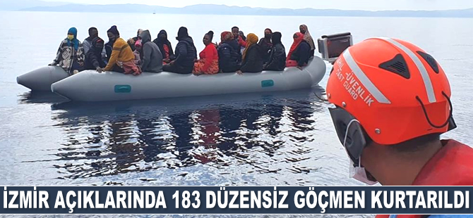 İzmir açıklarında 183 düzensiz göçmen kurtarıldı