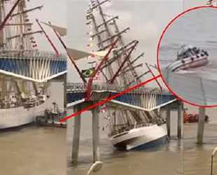Ekvador’da Cisne Branco eğitim gemisi, köprüye çarptı