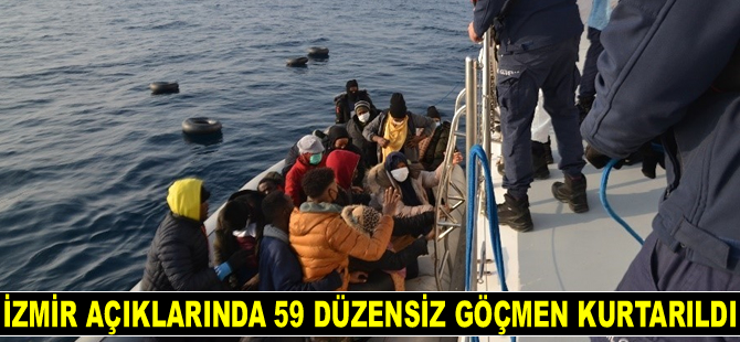İzmir açıklarında 59 düzensiz göçmen kurtarıldı