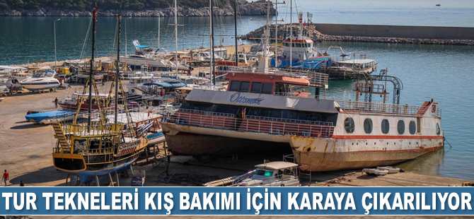 Antalya’da tur tekneleri kış bakımı için karaya çıkarılıyor