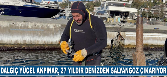 Dalgıç Yücel Akpınar, 27 yıldır denizden salyangoz çıkarıyor