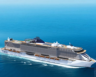 MSC Seascape yolcu gemisi, ilk kez su ile buluştu