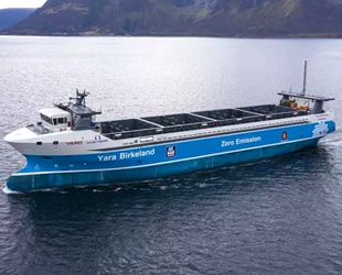 Sıfır emisyonlu otonom konteyner gemisi Yara Birkeland, ilk seferine çıktı