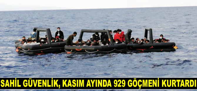 Sahil Güvenlik ekipleri, Kasım ayında Ege Denizi’nde 929 göçmeni kurtardı
