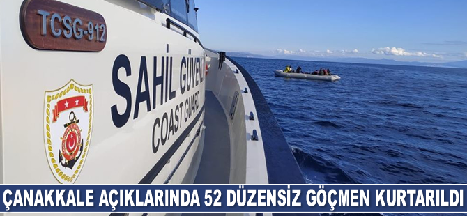 Çanakkale açıklarında 52 düzensiz göçmen kurtarıldı