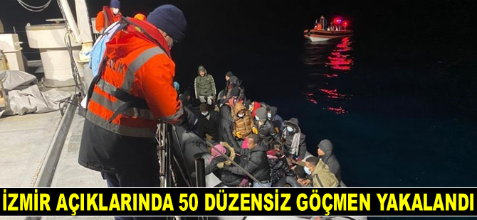 İzmir açıklarında 50 düzensiz göçmen yakalandı