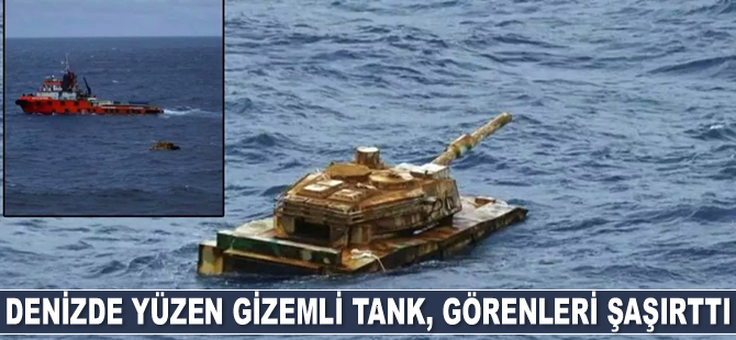 Endonezya'da denizde yüzen gizemli tank, görenleri şaşırttı