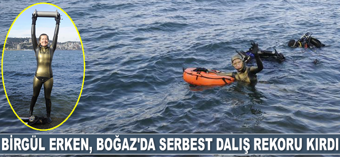 Milli sporcu Birgül Erken, İstanbul Boğazı’nda serbest dalış rekoru kırdı