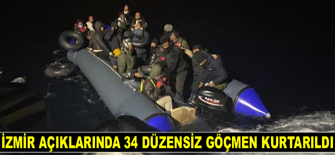 İzmir açıklarında 34 düzensiz göçmen kurtarıldı