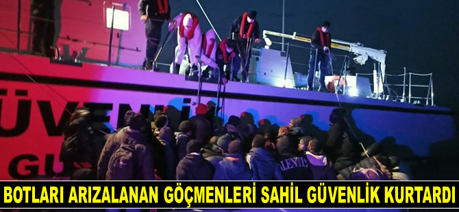 Marmaris’te botları arızalanan göçmenleri Sahil Güvenlik kurtardı