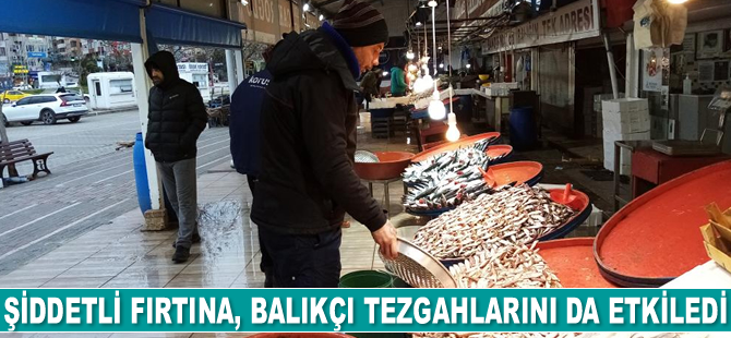 Fırtına, balıkçı tezgahlarını da etkiledi